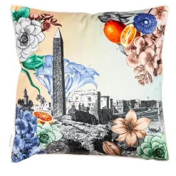 Cuscino in velluto del Cairo con paesaggio e fiori #2