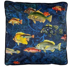 Cuscino in velluto delle isole Amami con pesci tropicali #6