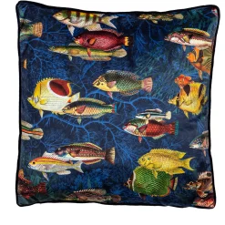 Cuscino in velluto delle isole Amami con pesci tropicali #3