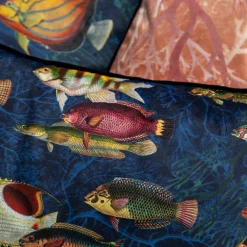 Cuscino in velluto delle isole Amami con pesci tropicali #3
