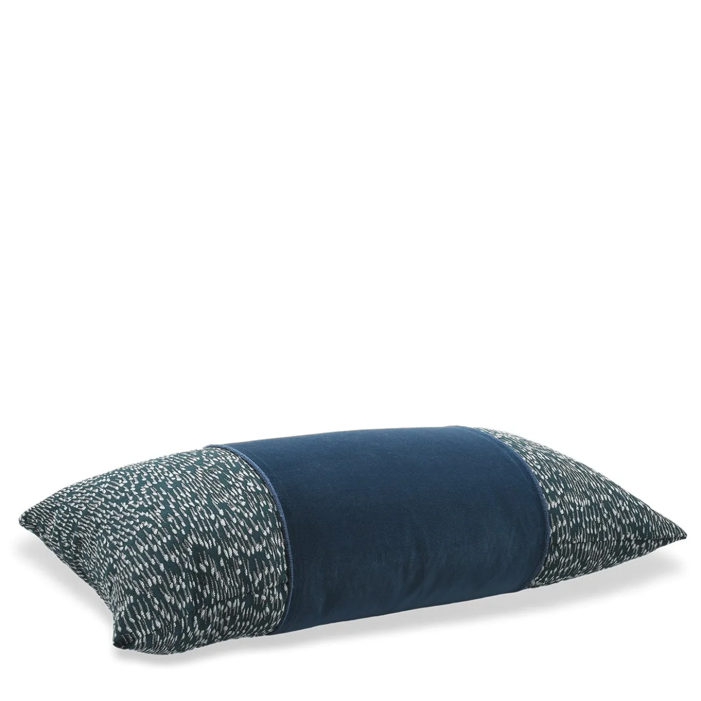 Cuscino in velluto rettangolare blu con banda reverse Filigrana Comete