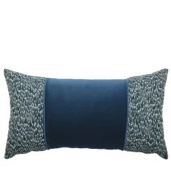 Cuscino in velluto rettangolare blu con banda reverse Filigrana Comete