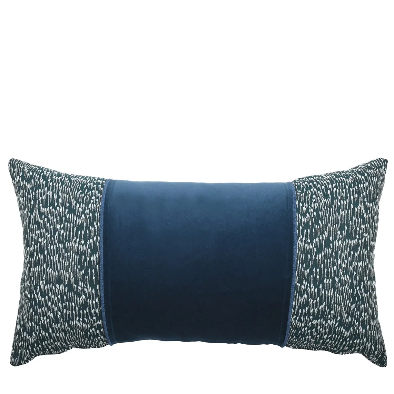 Cuscino in velluto rettangolare blu con banda reverse Filigrana Comete