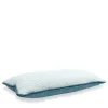 Cuscino Longue Azzurro in Tessuto Jacquard e Velluto di Lino