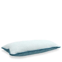 Cuscino Longue Azzurro in Tessuto Jacquard e Velluto di Lino