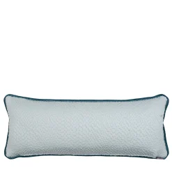 Cuscino Longue Azzurro in Tessuto Jacquard e Velluto di Lino