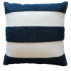 Cuscino Maurice a 3 strisce blu e ecrù
