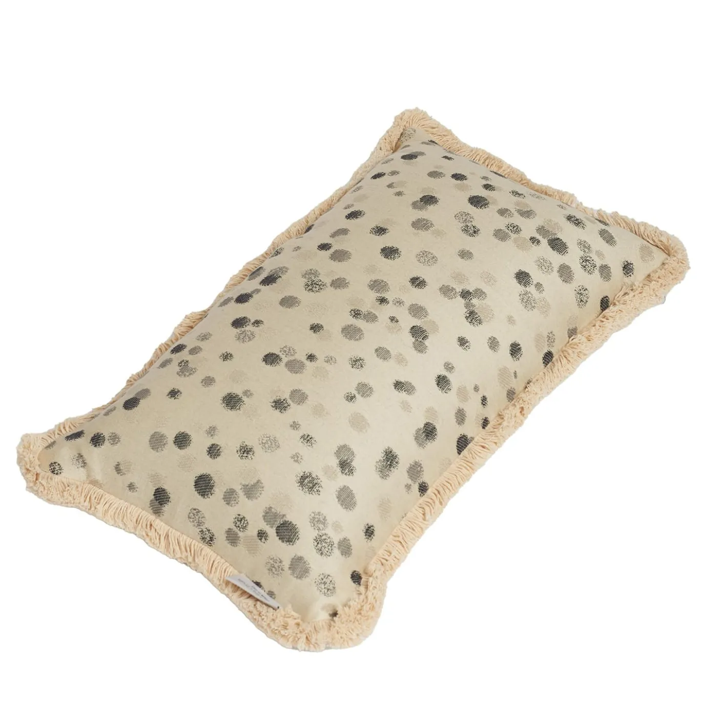 Cuscino piccolo con frange bianche e nere