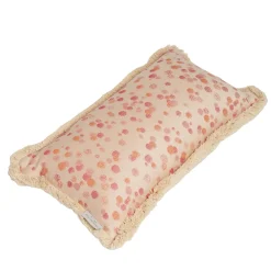Cuscino piccolo con frange di rosa e corallo