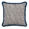 Cuscino quadrato in bouclé con frange blu