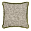 Cuscino Quadrato in Bouclé Verde con Frange