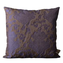 Cuscino quadrato in flanella floreale viola jacquard