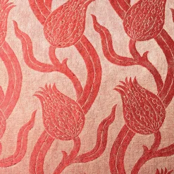 Cuscino quadrato in lino e seta Dresda Floral Coral