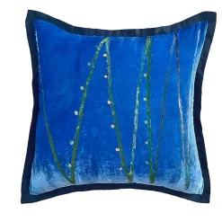 Cuscino Quadrato In Velluto Blu