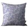 Cuscino quadrato Murcia in jacquard floreale argentato e blu