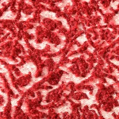 Cuscino quadrato Polypode in lana boucle bianca e rossa con motivo floreale