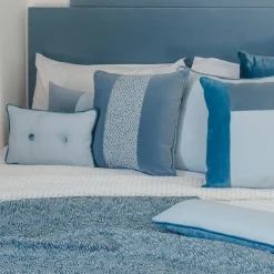 Cuscino rettangolare a inserti Elle in Tessuto Jacquard e Velluto di Lino