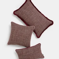 Cuscino rettangolare con frange Bordeaux