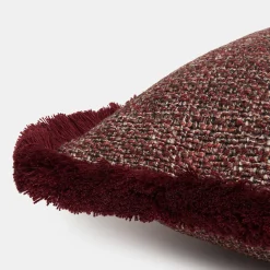 Cuscino rettangolare con frange Bordeaux