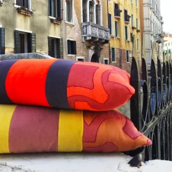 Cuscino rettangolare Nastro in tessuto jacquard e velluto di cotone