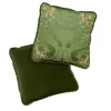 Cuscino reversibile in seta Jungle e velluto verde muschio