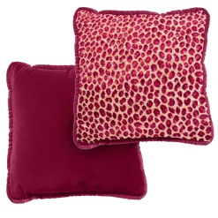 Cuscino reversibile in velluto Couture rosso e leopardo Glam