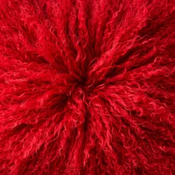 Cuscino Velum in lana di agnello mongolo rosso cremisi
