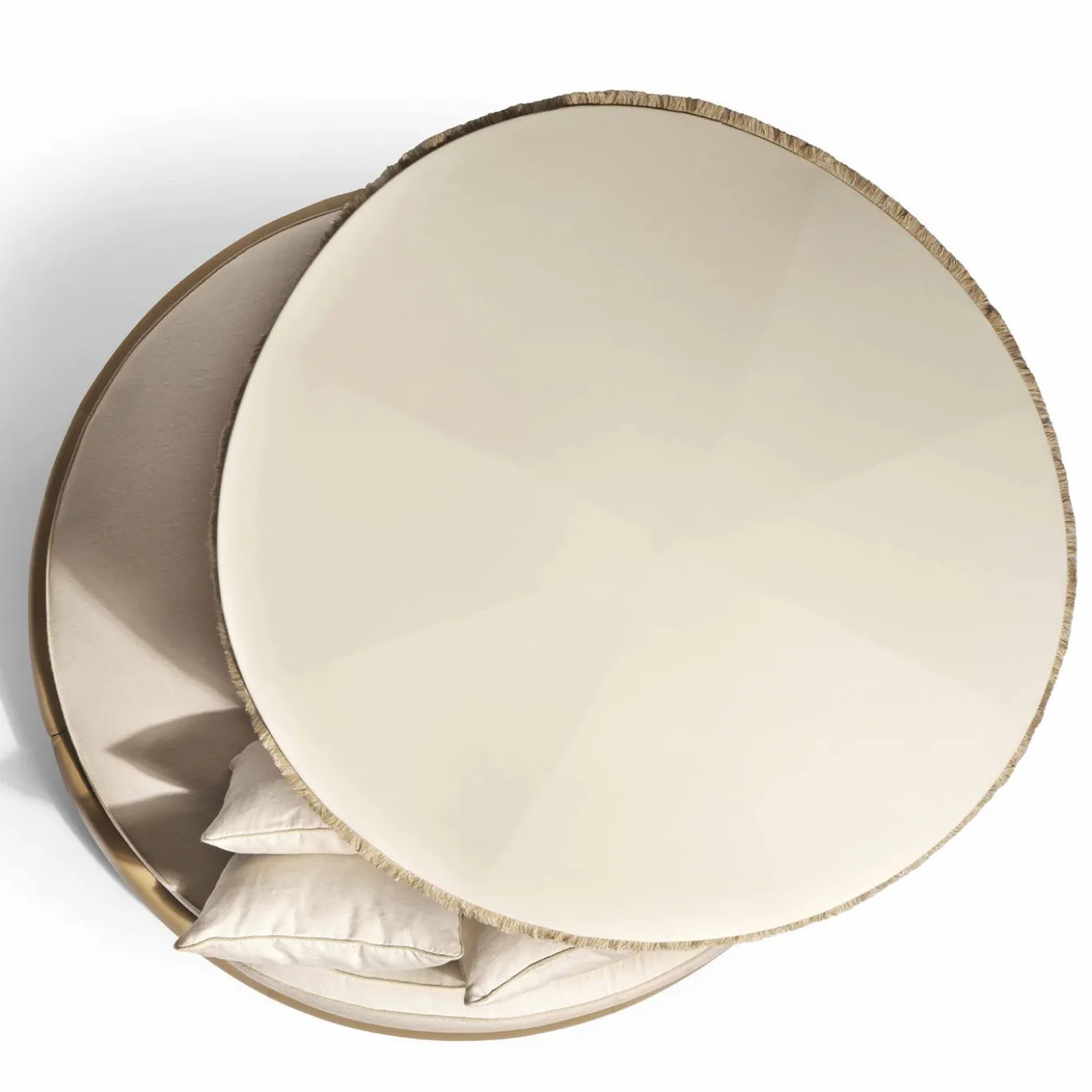 Daybed da esterno Siesta rotondo in tessuto beige con parasole