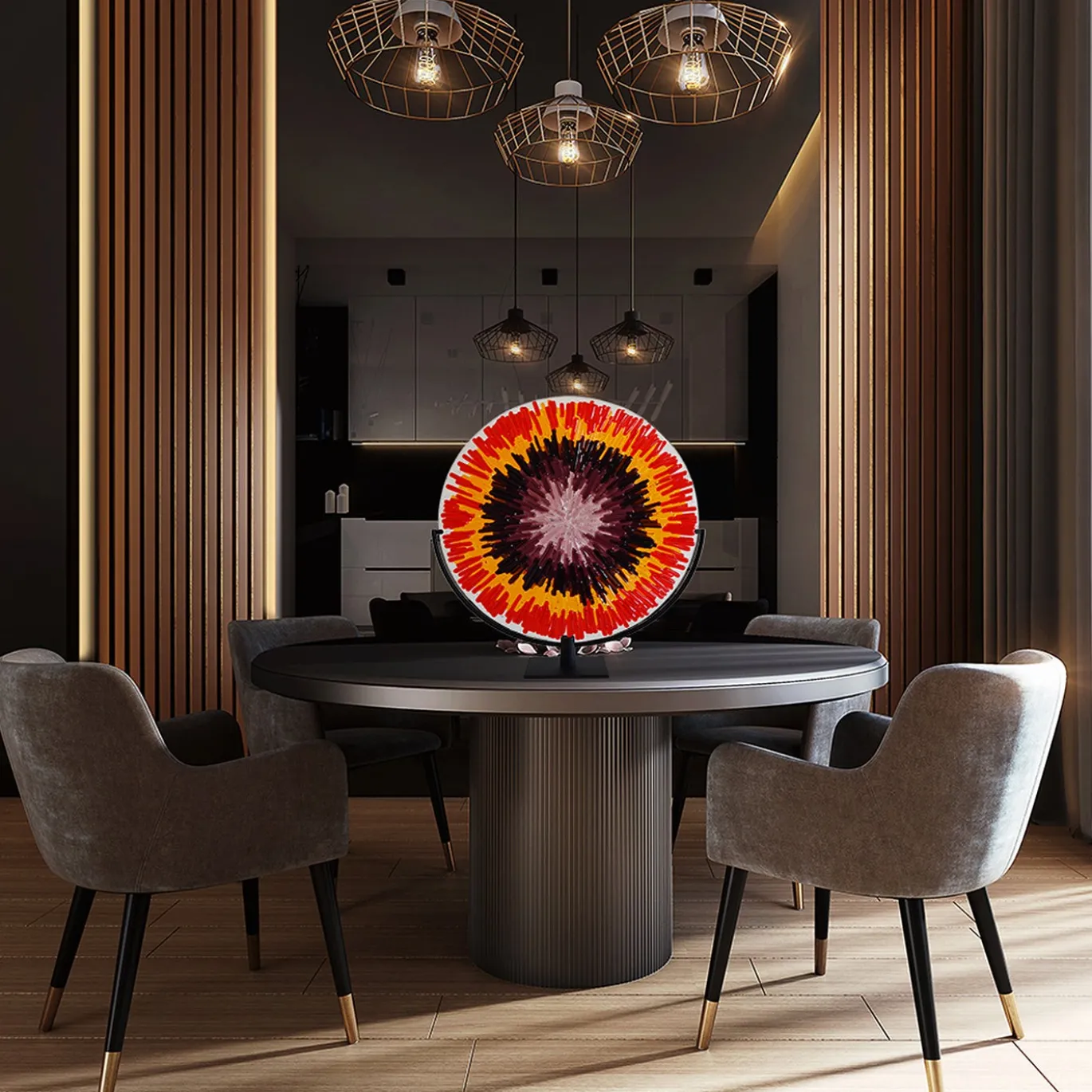 Disco di vetro di Murano rosso energia