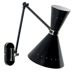 Diva M217-2 Lampada da parete nera con braccio snodato di Michele Böna