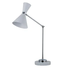 Diva M235-2 Lampada da tavolo bianca e cromata di Michele Bönan