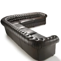 Divano angolare Chesterfield pelle marrone