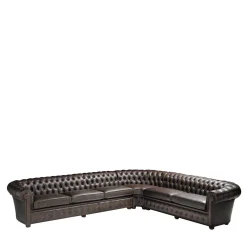 Divano angolare Chesterfield pelle marrone