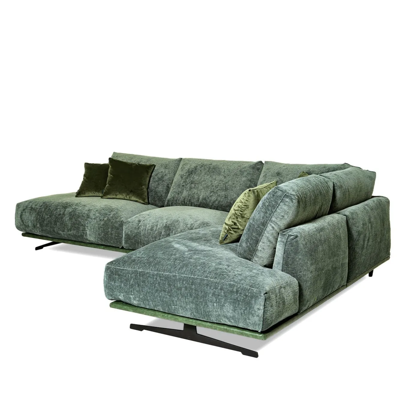 Divano angolare con Free Side verde