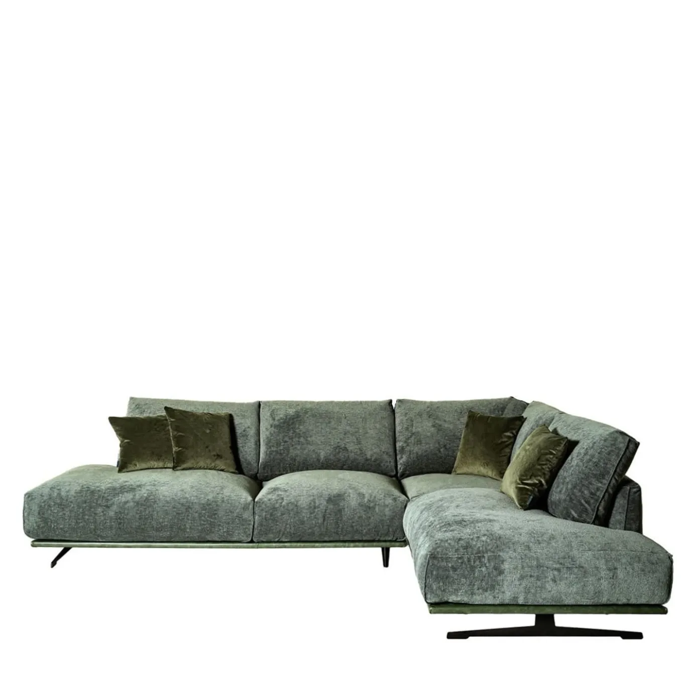 Divano angolare con Free Side verde