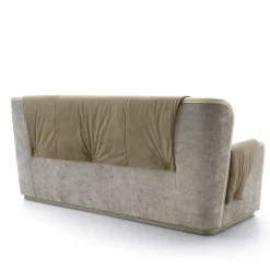 Divano a 3 posti in pelle e velluto beige