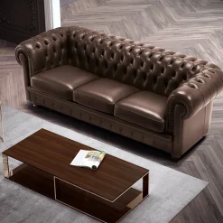 Divano a 3 posti in pelle marrone Hermes