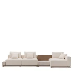 Divano Azaru Bianco con Inserti in Rovere e Travertino