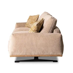 Divano Boboli in Tessuto Beige e Pelle Cammello