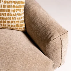 Divano Boboli in Tessuto Beige e Pelle Cammello