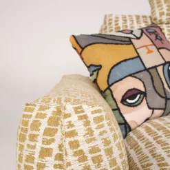 Divano Boboli in Tessuto Giallo e Bianco a Mosaico