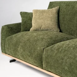 Divano Boboli in Tessuto Verde con Base in Legno