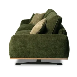 Divano Boboli in Tessuto Verde con Base in Legno