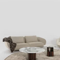 Divano Chantal Beige con imbottitura in piuma