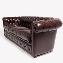 Divano Chesterfield pelle marrone mogano