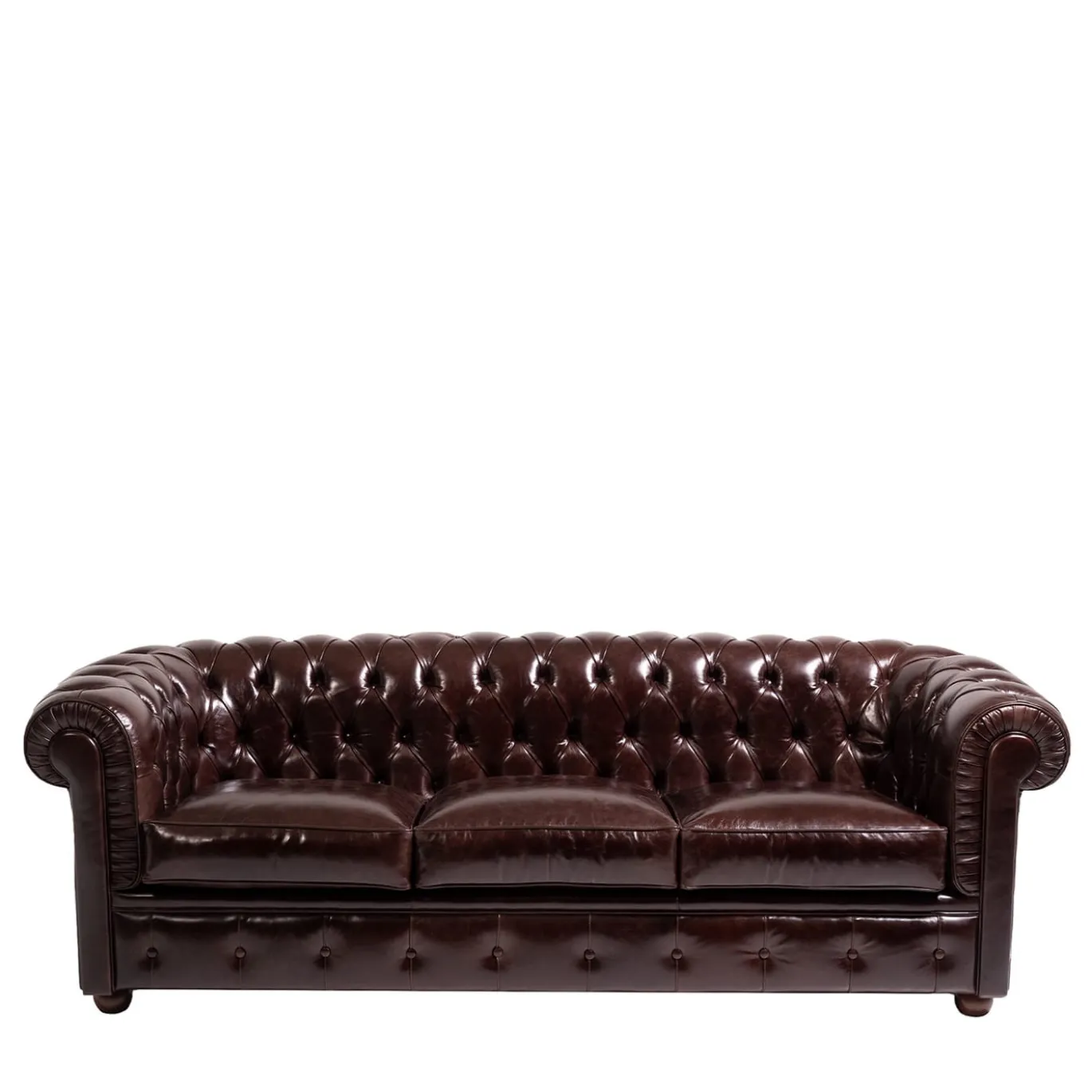 Divano Chesterfield pelle marrone mogano