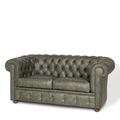 Divano Chesterfield pelle verde scuro