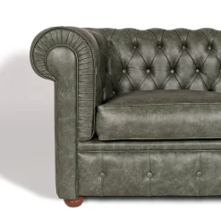 Divano Chesterfield pelle verde scuro
