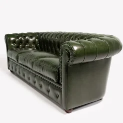 Divano Chesterfield pelle verde scuro
