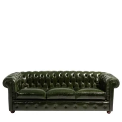 Divano Chesterfield pelle verde scuro